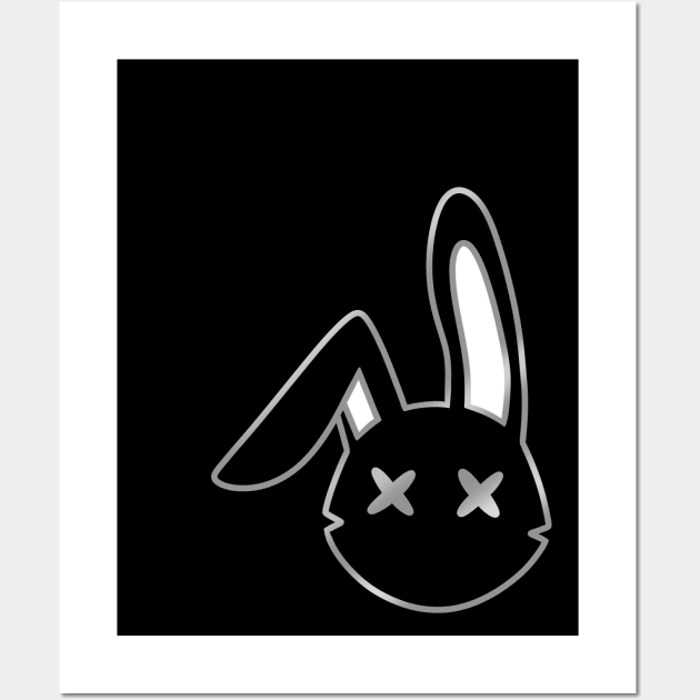 X eyed bunny (silver and black) Wall Art by Hero75